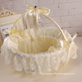 Whalesales bridal party lace satin decoration wedding flower girl basket for gift